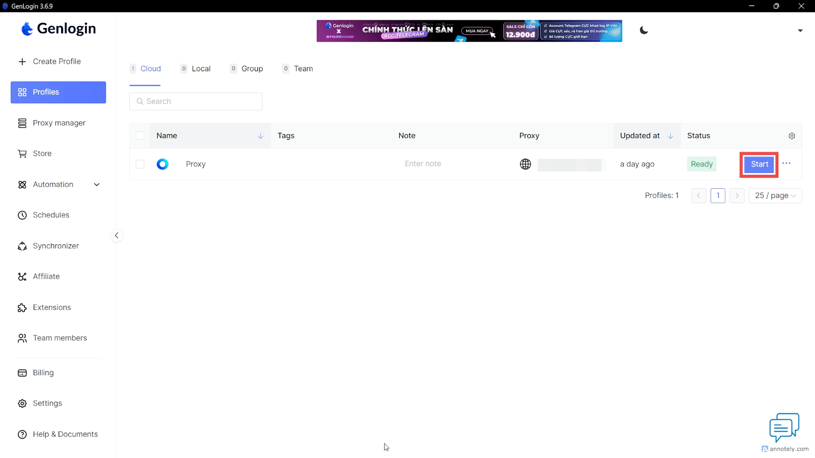 Сохранение браузерного профиля с настроенным прокси в Genlogin / Saving a browser profile with a configured proxy in Genlogin