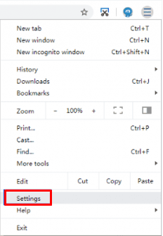 Меню Maxthon с разделом Settings / Maxthon menu with the Settings section