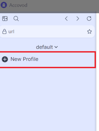 Создание нового браузерного профиля в Accovod через кнопку New Profile / Creating a new browser profile in Accovod using the New Profile button