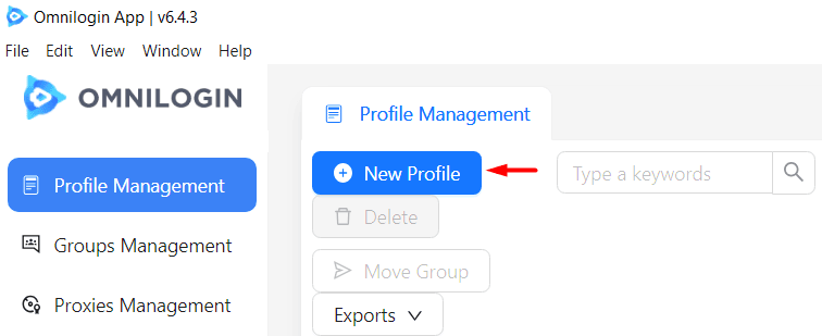 Окно создания нового браузерного профиля в Omnilogin / Omnilogin window for creating a new browser profile