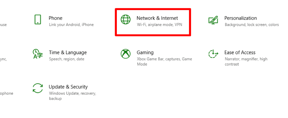 Раздел «Сеть и Интернет» в параметрах Windows / Network & Internet section in Windows Settings
