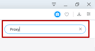 Страница настроек Opera с результатами поиска по запросу proxy / Opera settings page showing search results for the term proxy