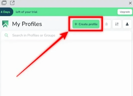 Интерфейс SessionBox One с кнопкой Create Profile для создания нового профиля / SessionBox One interface with the Create Profile button for creating a new profile