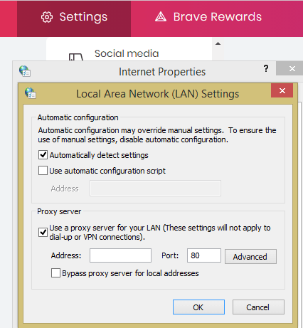 Поля для ввода IP-адреса и порта прокси-сервера / Fields for entering the proxy server IP address and port