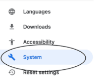 Раздел System в настройках Google Chrome на macOS / System section in Google Chrome settings on macOS