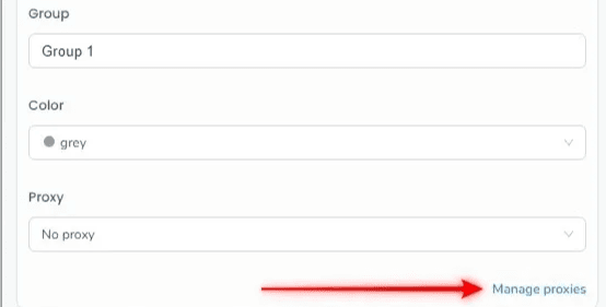 Настройки профиля SessionBox One с разделом Manage Proxies / SessionBox One profile settings with the Manage Proxies section